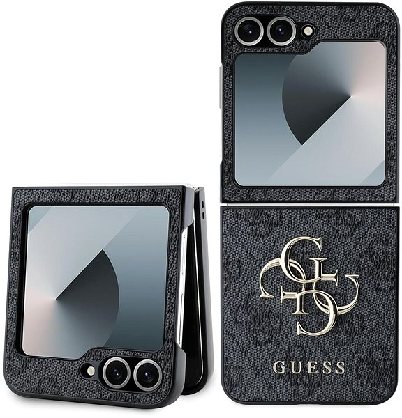 Handyhülle Guess PU 4G Metall Logo Rückseite Handyhülle für Samsung Galaxy Z Flip6 Grau ...
