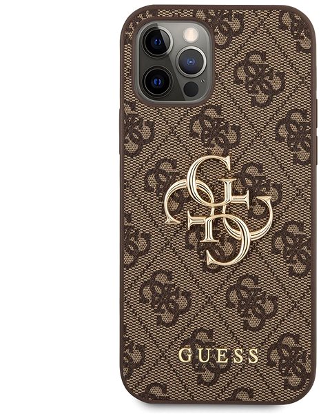 Handyhülle Guess PU 4G Metall Logo Back Cover für Apple iPhone 12/12 Pro Brown ...