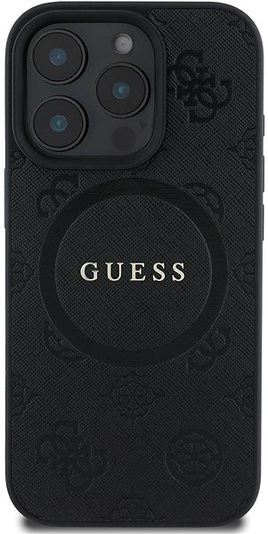 Kryt na mobil Guess Saffiano Peony Stamp MagSafe Zadný kryt na iPhone 16 Pro Max Black ...