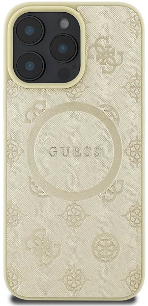Handyhülle Guess Saffiano Peony Stamp MagSafe Back Cover für iPhone 16 Pro Gold ...