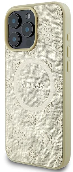 Handyhülle Guess Saffiano Peony Stamp MagSafe Back Cover für iPhone 16 Pro Gold ...