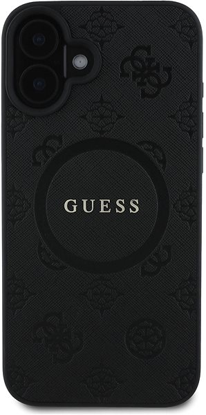 Handyhülle Guess Saffiano Peony Stamp MagSafe Back Cover für iPhone 16 Black ...