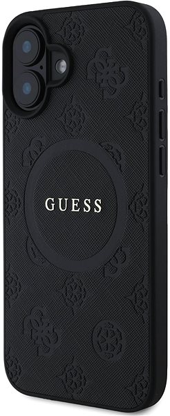 Handyhülle Guess Saffiano Peony Stamp MagSafe Back Cover für iPhone 16 Black ...