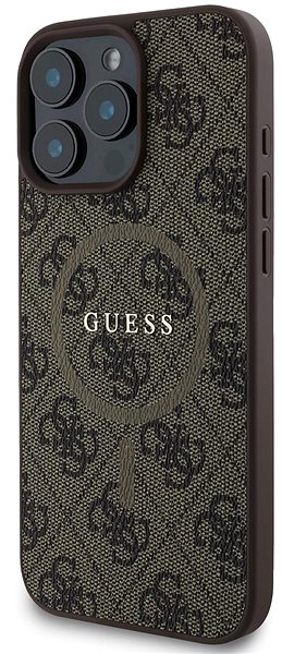 Handyhülle Guess PU Leather 4G Colored Ring MagSafe Back Cover für iPhone 16 Pro Max Brown ...