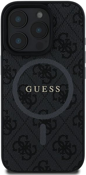 Handyhülle Guess PU Leather 4G Colored Ring MagSafe Back Cover für iPhone 16 Pro Max Black ...