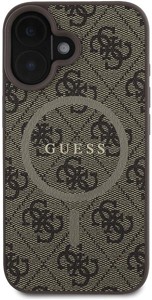 Handyhülle Guess PU Leder 4G farbigen Ring MagSafe zurück Abdeckung für iPhone 16 Plus braun ...