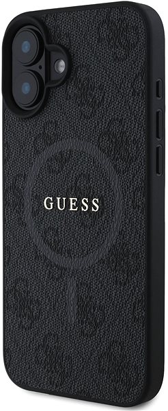 Handyhülle Guess PU Leather 4G Colored Ring MagSafe Back Cover für das iPhone 16 Black ...