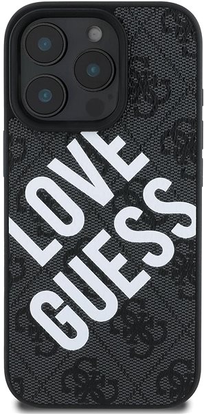 Handyhülle Guess PU Leather 4G Big Love Logo MagSafe Back Cover für das iPhone 16 Pro Max Black ...