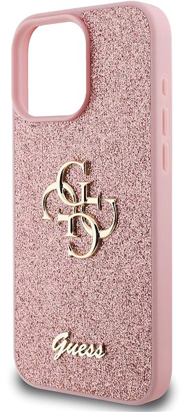 Handyhülle Guess PU Fixed Glitter 4G Metal Logo Back Cover für iPhone 16 Pro Max Pink ...