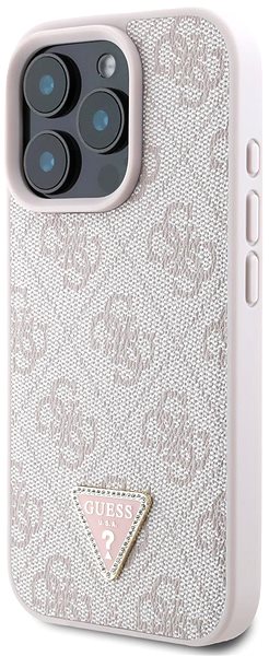 Telefon tok Guess PU 4G Strass Triangle Metal Logo iPhone 16 Pro Max Pink tok ...