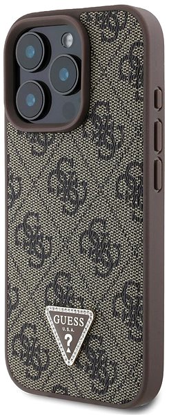 Kryt na mobil Guess PU 4G Strass Triangle Metal Logo Zadný Kryt na iPhone 16 Pro Brown ...