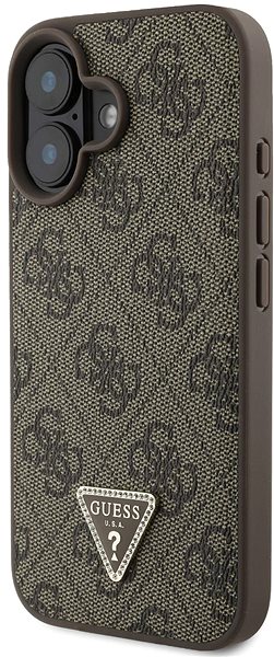 Telefon tok Guess PU 4G Strass Triangle Metal Logo + Crossbody iPhone 16 Brown tok ...
