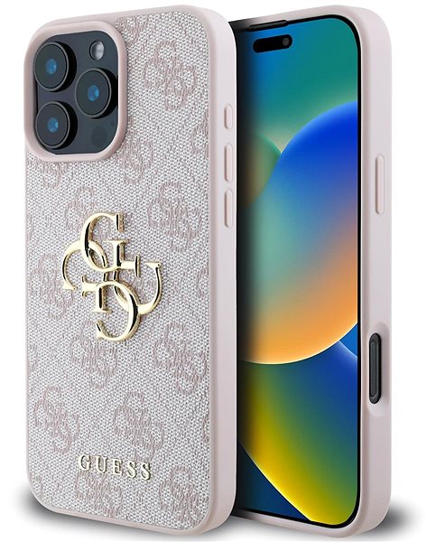 Handyhülle Guess PU 4G Metall Logo Back Cover für iPhone 16 Pro Max Rosa ...
