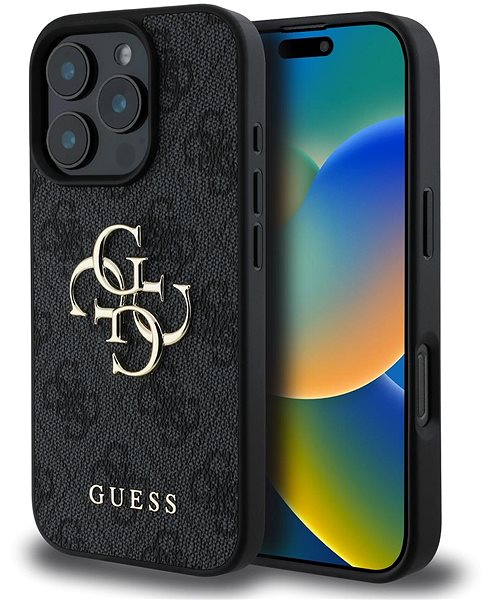 Handyhülle Guess PU 4G Metal Logo Back Cover für das iPhone 16 Pro Max Grey ...