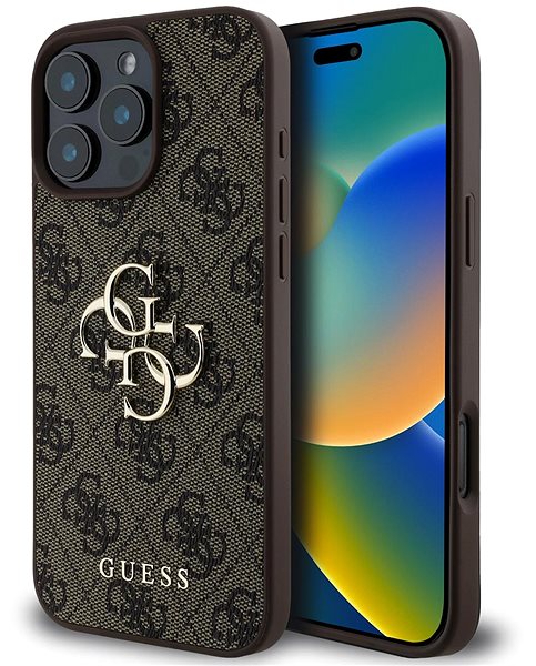 Handyhülle Guess PU 4G Metal Logo Back Cover für das iPhone 16 Pro Max Brown ...