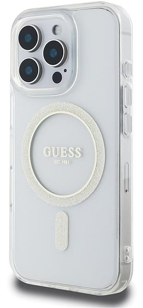 Telefon tok Guess IML Glitter Ring MagSafe iPhone 16 Pro Max átlátszó tok ...