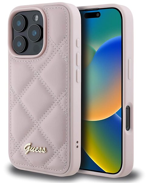 Handyhülle Guess PU Leather Quilted Back Cover für das iPhone 16 Pro Pink ...
