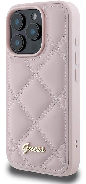 Handyhülle Guess PU Leather Quilted Back Cover für das iPhone 16 Pro Pink ...