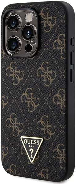 Handyhülle Guess PU Leather 4G Triangle Metal Logo Back Cover für das iPhone 16 Pro Max Black ...