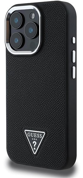 Handyhülle Guess PU Grained Triangle Logo Back Cover für das iPhone 16 Pro Max Black ...