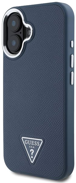 Handyhülle Guess PU Grained Triangle Logo Back Cover für iPhone 16 Blue ...
