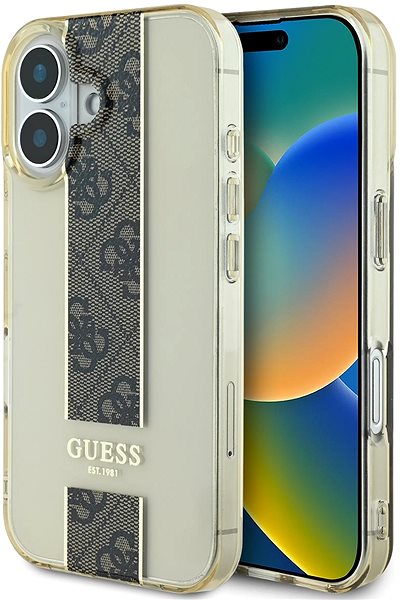 Handyhülle Guess IML Middle 4G Stripe Back Cover für iPhone 16 Brown ...