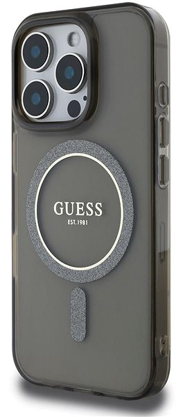 Handyhülle Guess IML Glitter Ring MagSafe Back Cover für das iPhone 16 Pro Black ...
