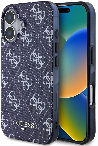 Handyhülle Guess IML Denim Effekt MagSafe Back Cover für das iPhone 16 Dark Blue ...