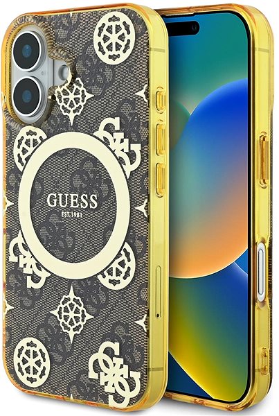 Handyhülle Guess IML 4G Peony MagSafe Back Cover für das iPhone 16 Brown ...