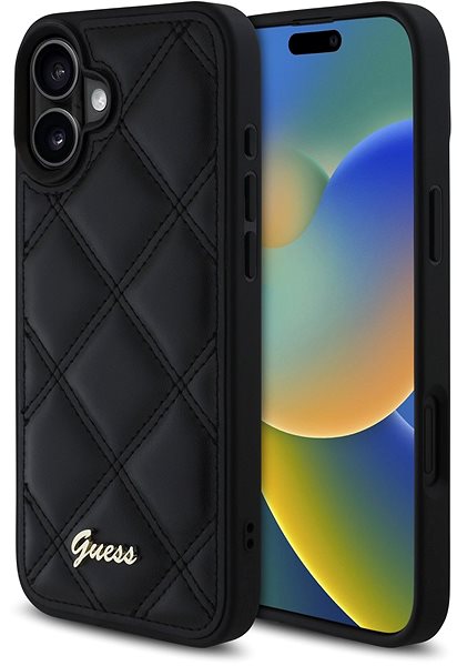 Handyhülle Guess PU Leather Quilted BAck Cover für iPhone 16 Plus Black ...
