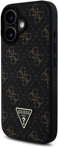 Handyhülle Guess PU Leather 4G Triangle Metal Logo Rückabdeckung für iPhone 16 Black ...