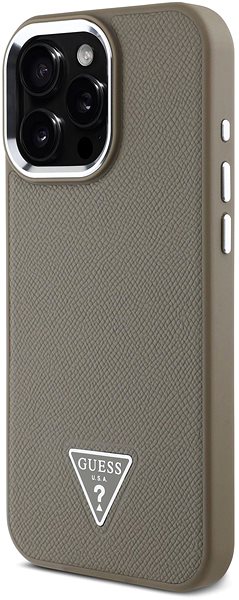 Handyhülle Guess PU Grained Triangle Logo Back Cover für iPhone 16 Pro Brown ...