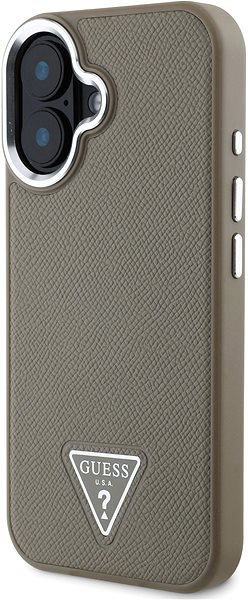 Telefon tok Guess PU Grained Triangle Logo iPhone 16 barna tok ...