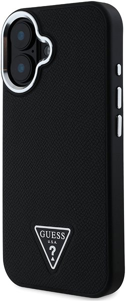Handyhülle Guess PU Grained Triangle Logo Back Cover für iPhone 16 Black ...