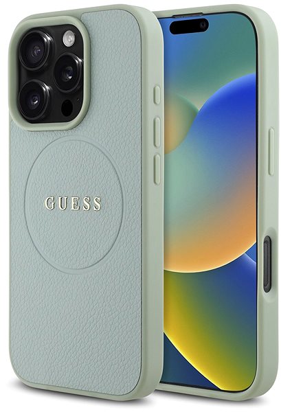Handyhülle Guess PU Grained Classic Logo MagSafe Back Cover für iPhone 16 Pro Max Green ...