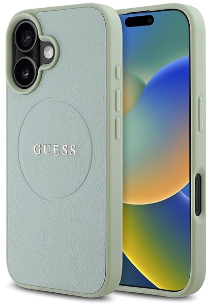 Handyhülle Guess PU Grained Classic Logo MagSafe Back Cover für iPhone 16 Green ...