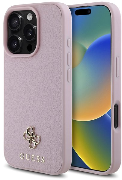 Handyhülle Guess PU Grained 4G Small Metal Logo MagSafe Rückabdeckung für iPhone 16 Pro Max Pink ...