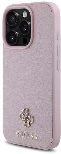 Handyhülle Guess PU Grained 4G Small Metal Logo MagSafe Rückabdeckung für iPhone 16 Pro Max Pink ...