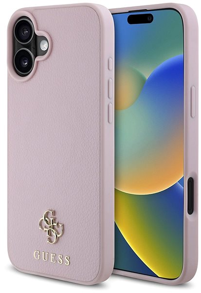 Handyhülle Guess PU Grained 4G Small Metal Logo MagSafe Rückabdeckung für iPhone 16 Plus Pink ...