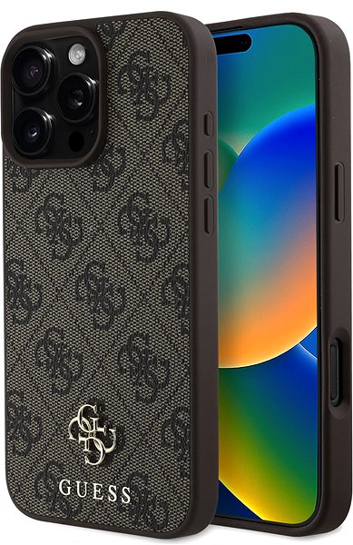 Handyhülle Guess PU 4G Small Metal Logo MagSafe Back Cover für iPhone 16 Pro Brown ...