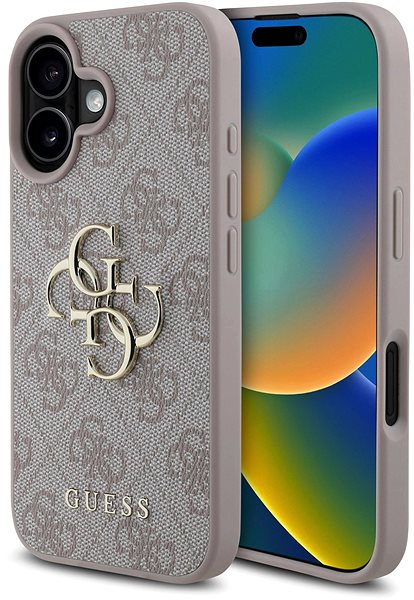 Handyhülle Guess PU 4G Metall Logo Rückabdeckung für iPhone 16 Plus Pink ...