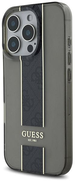Handyhülle Guess IML Middle 4G Stripe Rückabdeckung für iPhone 16 Pro Max Black ...