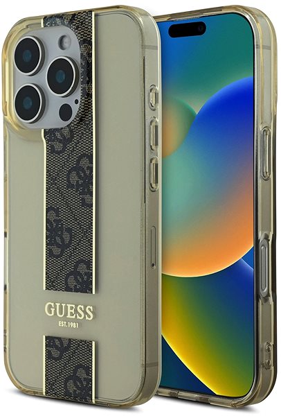 Handyhülle Guess IML Middle 4G Stripe Back Cover für iPhone 16 Pro Brown ...