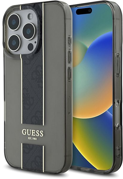 Handyhülle Guess IML Middle 4G Stripe Rückabdeckung für iPhone 16 Pro Black ...