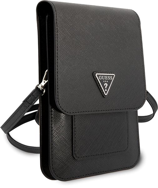 Puzdro na mobil Guess PU Saffiano Triangle Logo Phone Bag Black ...