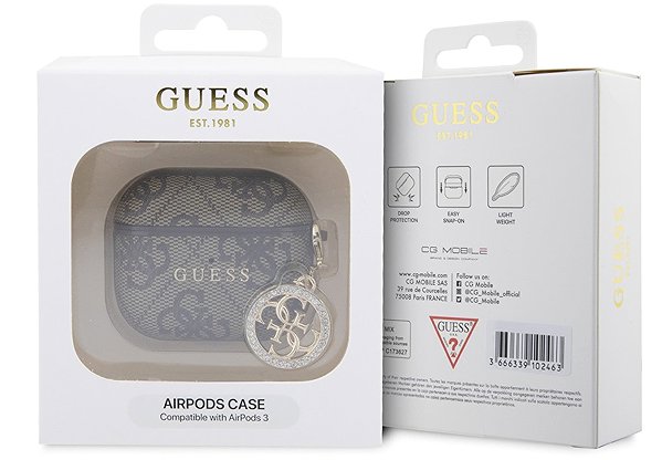Headphone Case Guess 4G Script PC/PU Charm Case for AirPods 3 Brown ...