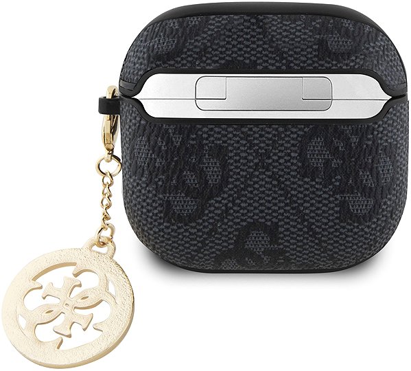 Headphone Case Guess 4G Script PC/PU Charm Case for AirPods 4 Black ...