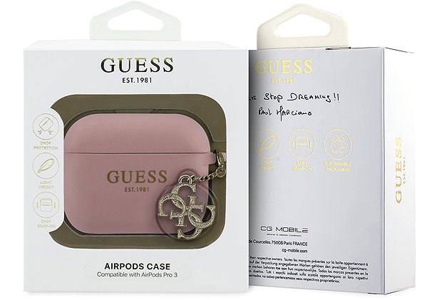 Headphone Case Guess 4G Charm Silicone Case for AirPods Pro 3 Pink ...