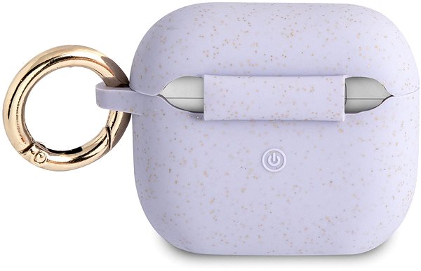 Kopfhörer-Hülle Guess Glitter Printed Logo Silikonhülle für Apple Airpods 3 violett Rückseite