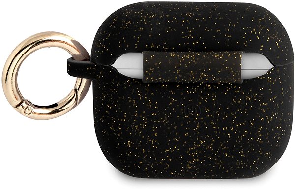 Headphone Case Guess Glitter Printed Logo Silicone Case for Apple Airpods 3, Black Back page